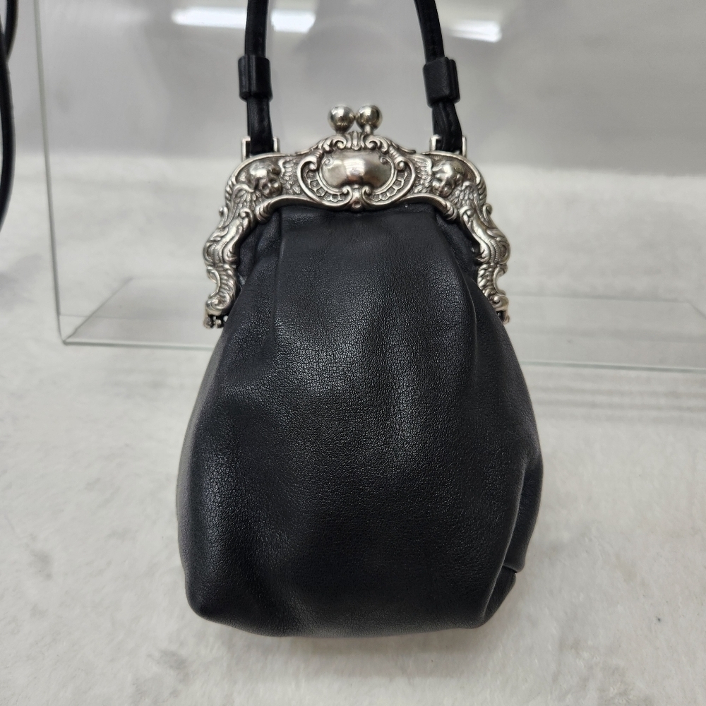 VTG One World By Brighton Black Leather Crossbody Bag with Silver Clasp. - Picture 12 of 14